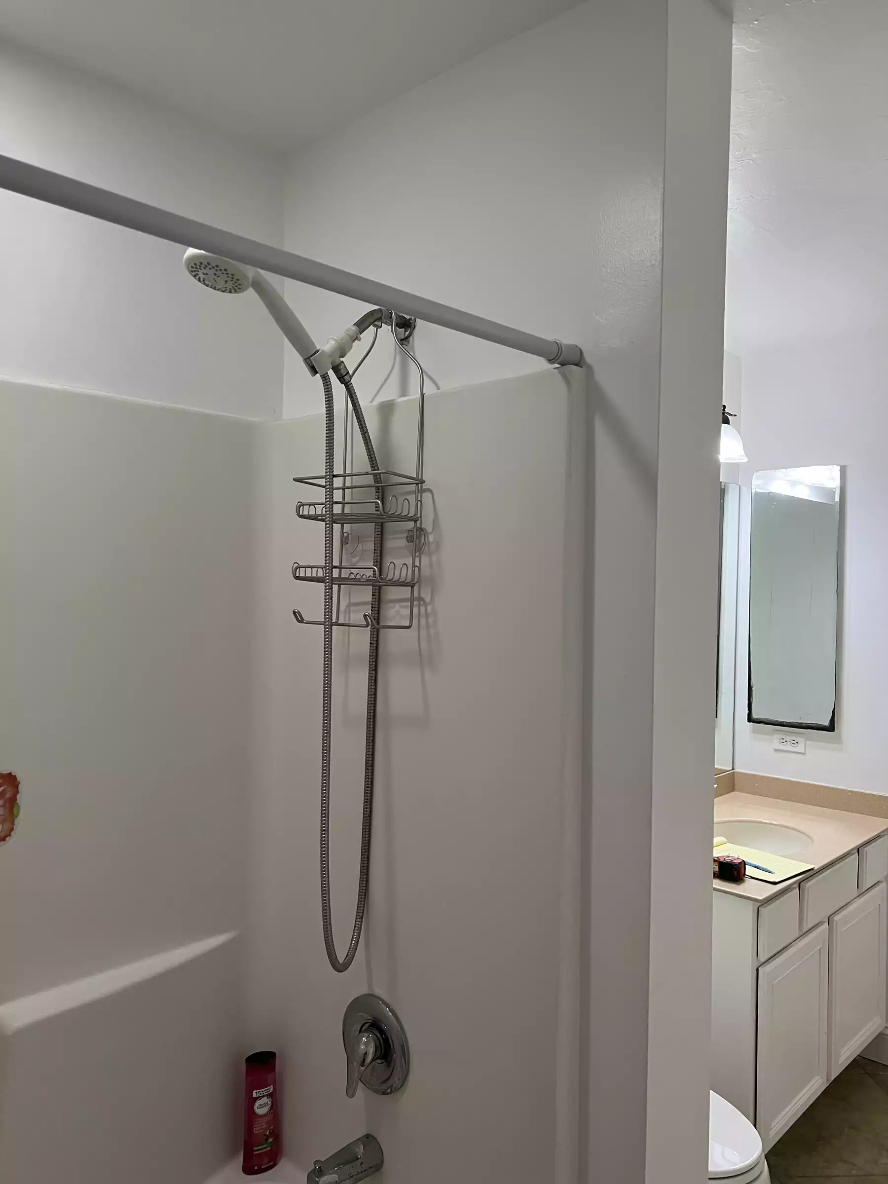 Before Bath Remodel fiberglass shower unit