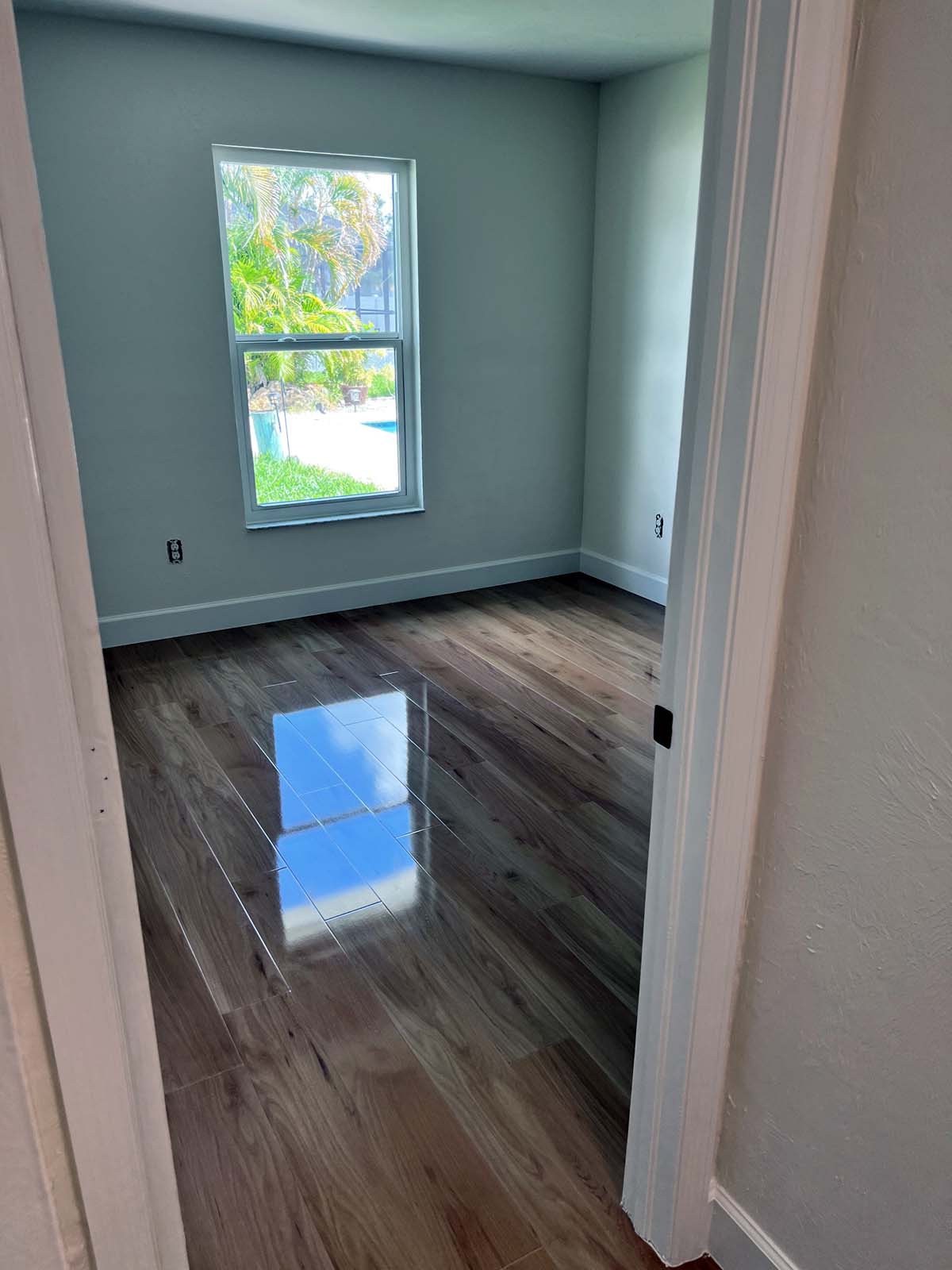 Bedroom with new flooring
