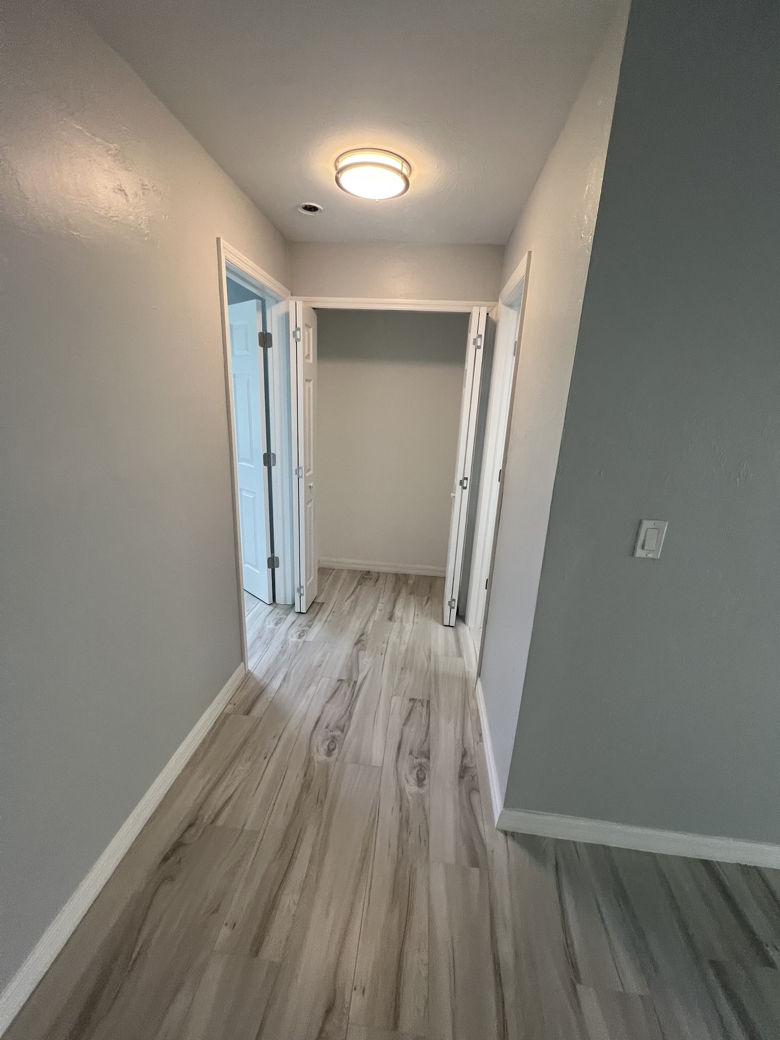 The entire interior received fresh sheetrock repairs and a full repainting and new flooring