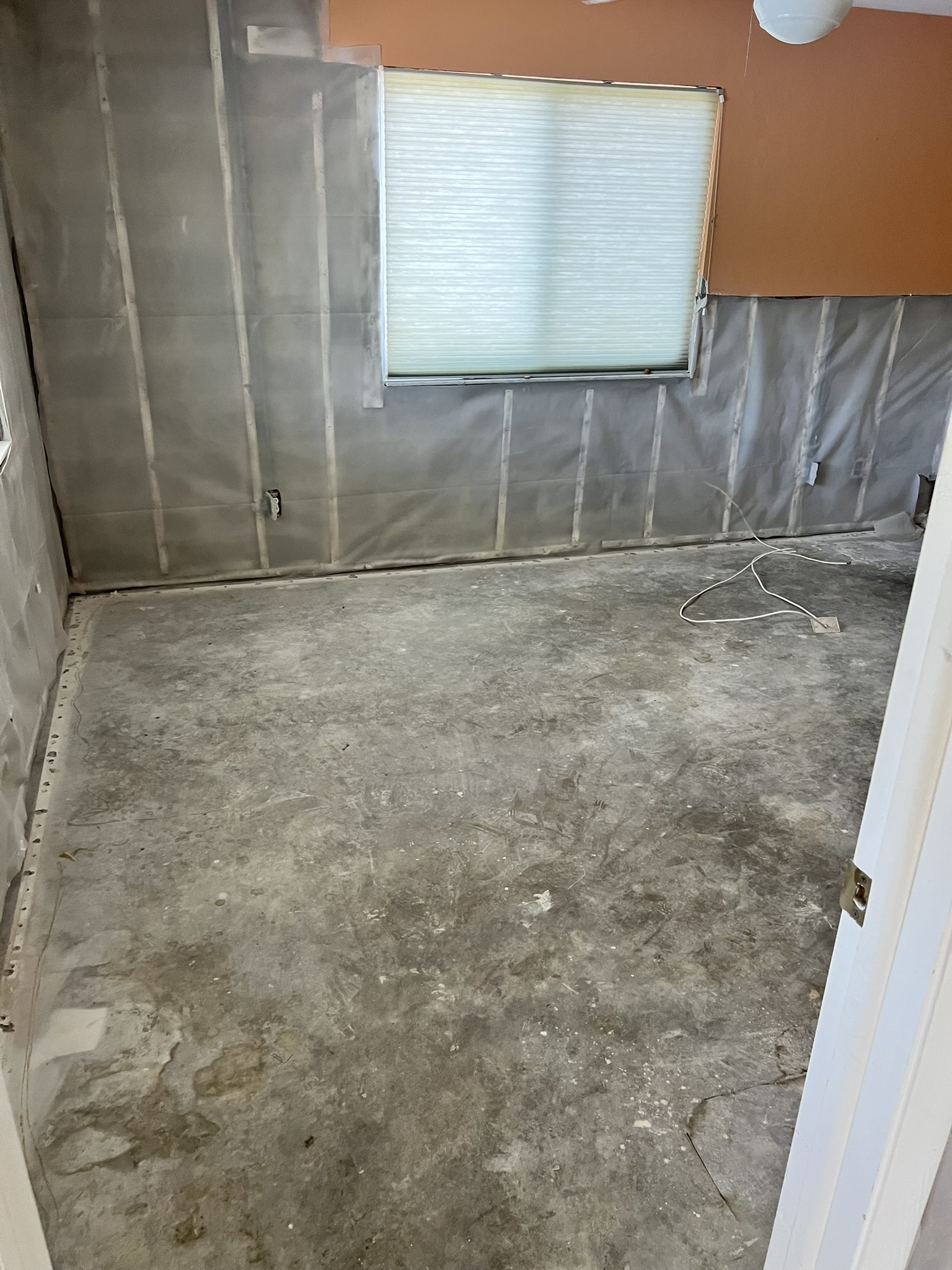 Bedroom demo of interior walls to four feet high and all existing flooring